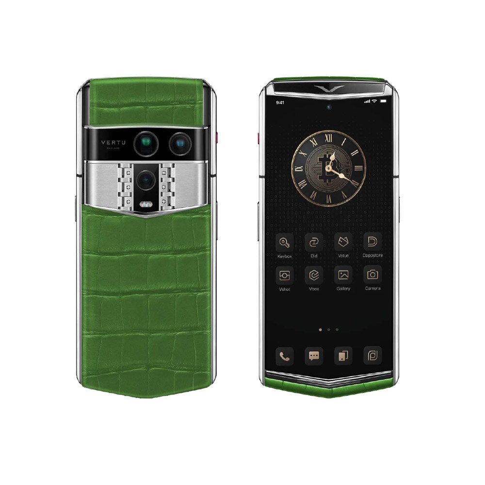 Vertu Agent Q Alligator Collector’s Edition – Silver Bamboo Green
