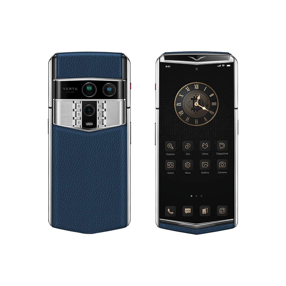 Vertu Agent Q Calfskin - Silver Deep Blue