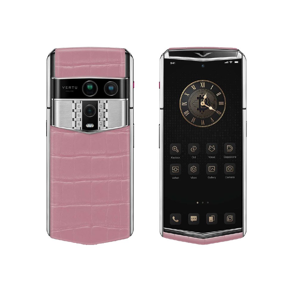 Vertu Agent Q Alligator Collector’s Edition – Silver Sakura Pink