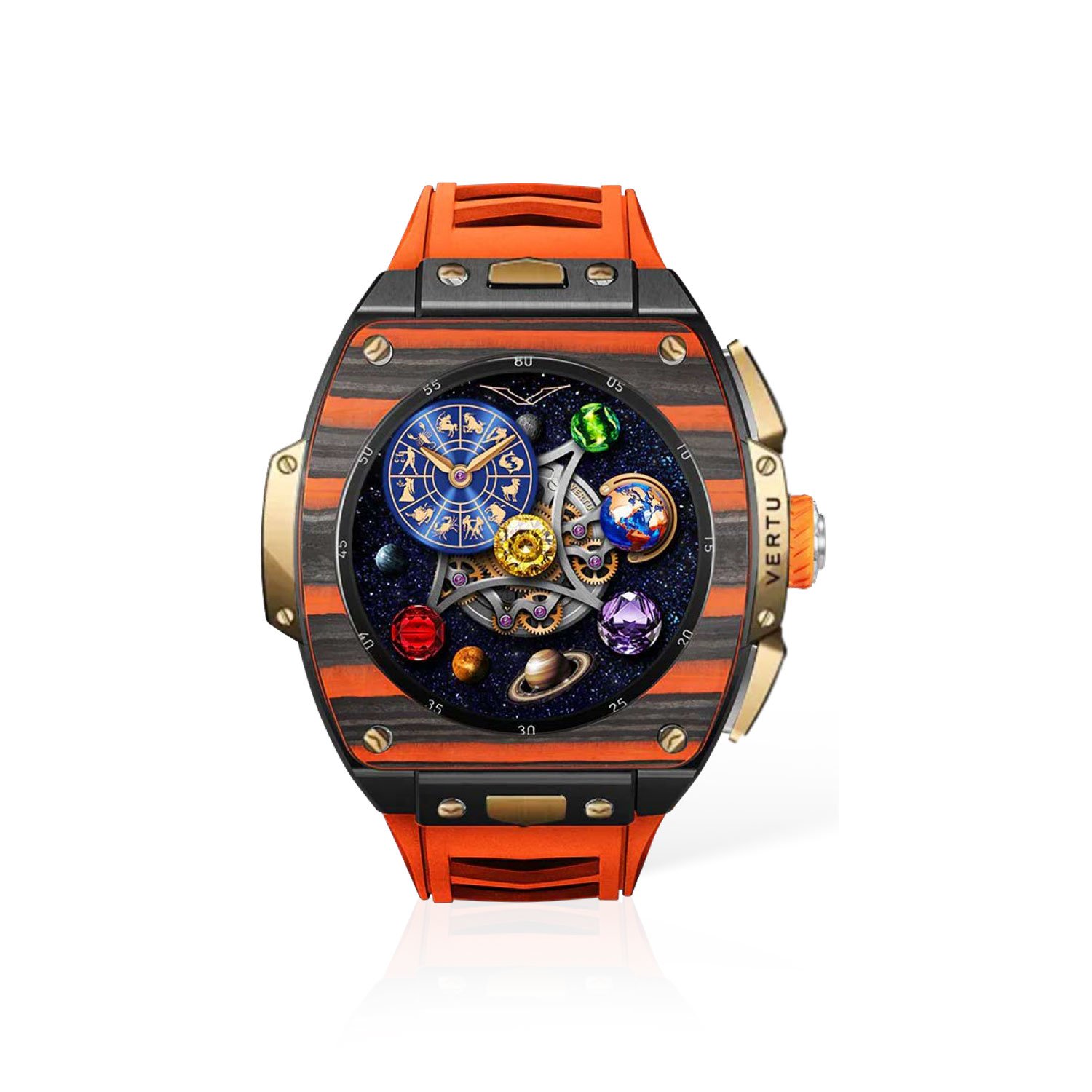Vertu Grand Watch Bespoke Gold Black & Orange Carbon Fiber