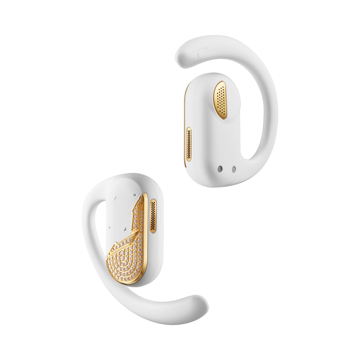 VERTU CRUSH AI EARBUDS – 925 Silver Gold Plated – Zircon inset – Hermes Orange Calf Skin
