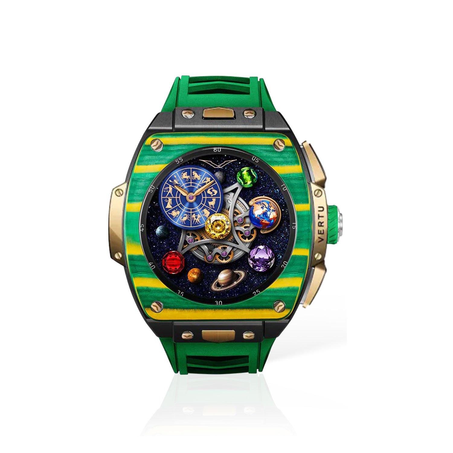 Vertu Grand Watch – Bespoke Gold Yellow & Green Carbon Fiber