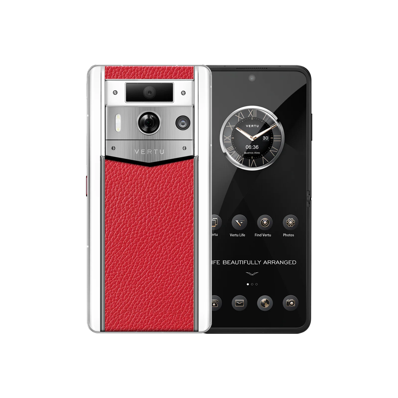 PRE-ORDER Metavertu 2 Max Screen WHITE – Raspberry Red CALFSKIN WEB3 AI PHONE
